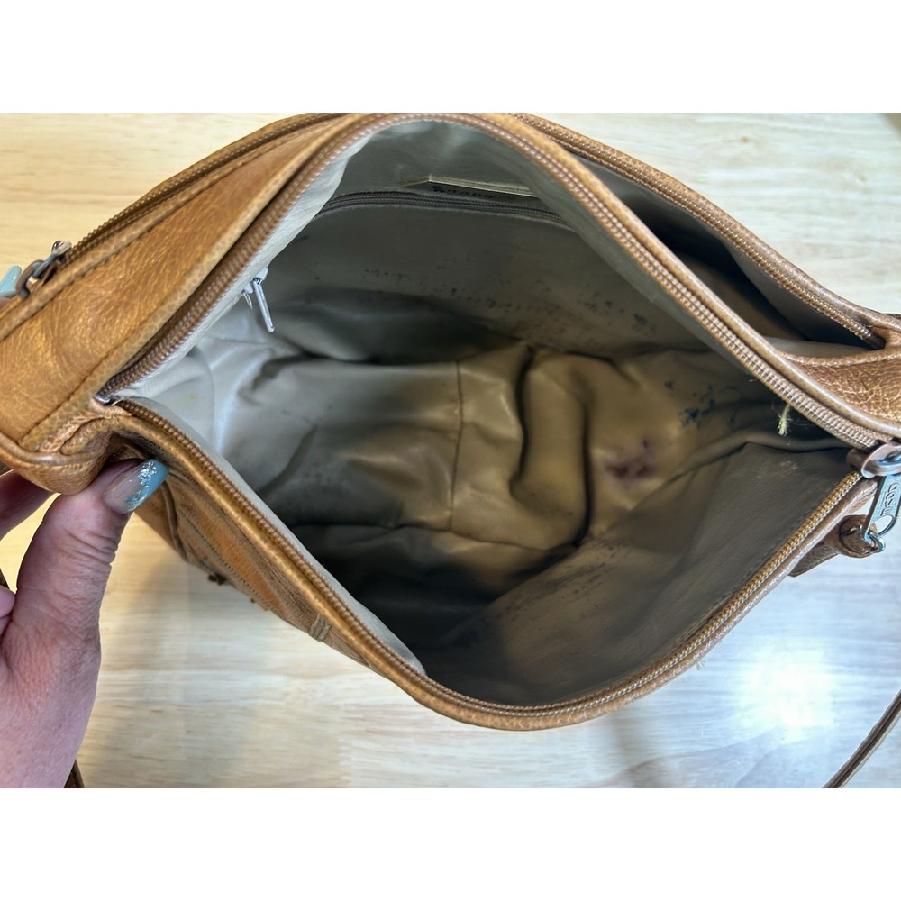 VTG SHARIF leather Snake/alligator/Geometric Texture crossbody Tan/browns 80's - Picture 7 of 15